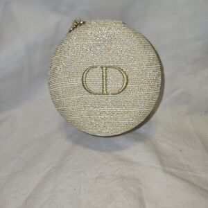 ✨ Dior Gold Round Jewelry Case / Vanity Box – NEW GWP – Sparkle  – Zipper...